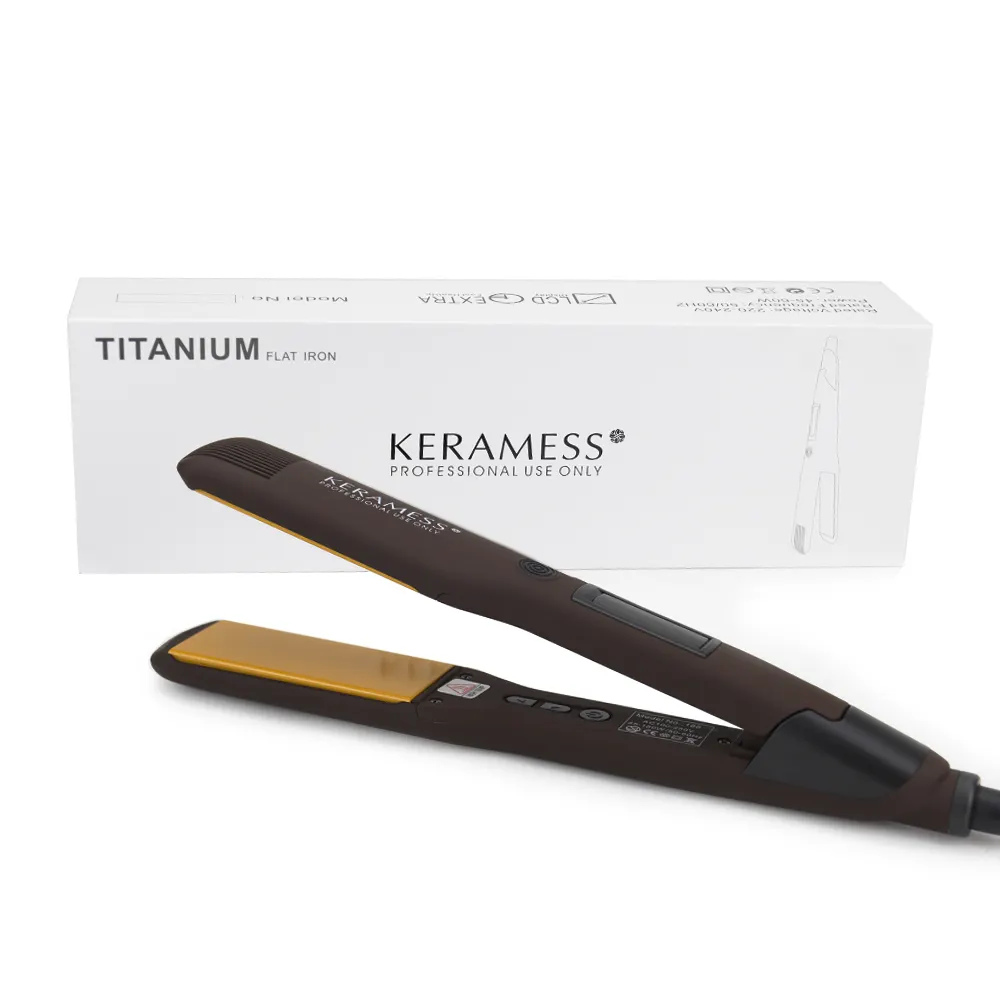 Résultat rapide cheveux utilisant un outil thermique non endommagé-lisseur de cheveux professionnel fer plat en titane lisse et durable