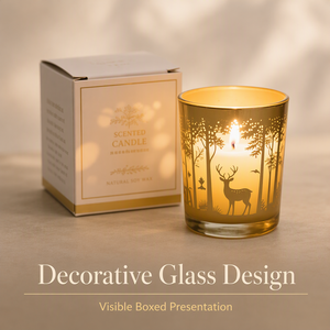 Portavelas de cristal plateado con diseño de ciervo forestal y caja de regalo a juego, popular para el Festival de Navidad, en stock. - Product Image 1