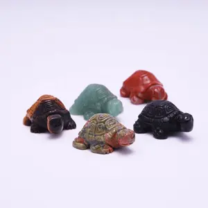 Groothandel Natuurlijk Dier Edelsteen Cadeau Souvenir Rauwe Helende Stenen Pronkstukken Ornament Professionele Hand Gesneden Schildpad Kristal