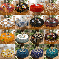 Nappe ronde 100 % polyester imprimée style rustique pour la table de salle à manger et la table basse du salon, idéale pour l'automne et les fêtes de la récolte