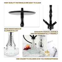 Ensemble de chicha classique de luxe avec plusieurs tuyaux, design métallique moderne et minimaliste, chicha et chisha de style libre pour le voyage