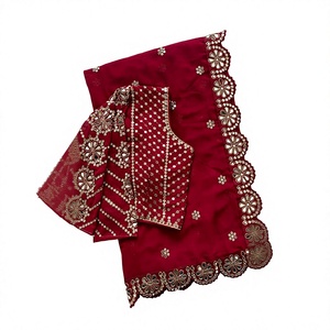 Premium Indian Saree Set Georgette With Sequence Embroidery Work Outfit Wedding Party wear Elegant Festive Wear Outfit For Women - Product Image 1