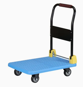 Foldable Heavy Duty Industrial Plastic Platform Hand <b>Cart</b> Four Wheel Trolley 300kg Utility <b>Cart</b> for Warehouse <b>Storage</b> Shopping - Product Image 4