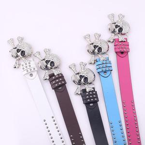 Nuevo Cinturón Punk con Calavera de Diamantes de Imitación para Hombre y <span class=keywords><strong>Mujer</strong></span>, Hebilla de Cristal de Lujo, Cinturón de <span class=keywords><strong>Cuero</strong></span> PU, Estilo Gótico Hip Hop Y2K - Product Image 3