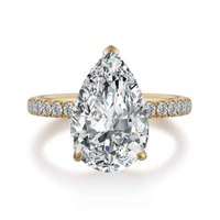 Bague pour femme en or jaune 18 carats avec diamant de laboratoire taille poire, design goutte d'eau, style mode luxe léger