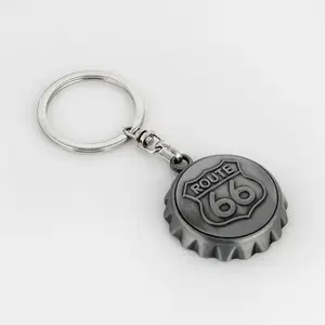 Giá rẻ số lượng lớn tùy chỉnh kim loại Keyring Key holder với Mở Chai thép không gỉ có thể chai Jar DIY cap mở chai Keychain