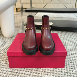 Bottines Chelsea en peau de mouton à enfiler, imperméables, antidérapantes, semelle épaisse en caoutchouc, détails brodés, talon carré, style Valentino - Product Image 1