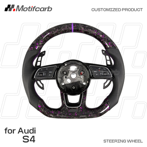 พวงมาลัยคาร์บอนไฟเบอร์สีม่วงแบบกำหนดเองสำหรับ Audi A4 A5 S3 S4 S5 RS3 RS4 RS5 ปี 2016-2024 พร้อมแป้นเปลี่ยนเกียร์แม่เหล็ก - Product Image 2