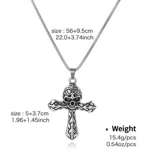Collier vintage en acier inoxydable crâne hip-hop <span class=keywords><strong>pour</strong></span> hommes, chaîne de chandail à pendentif croix polyvalente cool et élégante <span class=keywords><strong>pour</strong></span> les <span class=keywords><strong>gars</strong></span> - Product Image 5