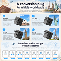 Adaptateur de voyage universel international 20W PD, prise tout-en-un, 2 USB + 2 Type C, chargeur rapide pour les États-Unis, le Royaume-Uni, l'UE, l'Australie et le monde entier