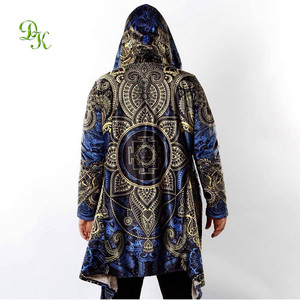 2024 stampa di sublimazione di Design personalizzato alla moda per uomo pelliccia <span class=keywords><strong>mantello</strong></span> da esterno con cappuccio - Product Image 3