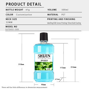 Lujosa botella de enjuague bucal de plástico PET vacía de 300ml 500ml del fabricante para loción <span class=keywords><strong>Suero</strong></span> para el cuidado de la piel Venta caliente <span class=keywords><strong>Precio</strong></span> bajo - Product Image 6