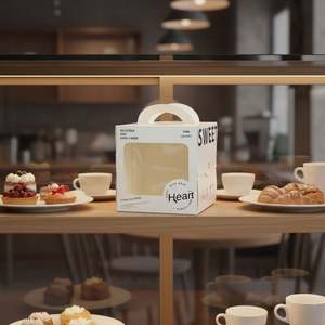 Caja de Embalaje Personalizable para Pastel de Cumpleaños, de Cartón Grueso de Grado Alimenticio, con Ventana, Portátil, Cuadrada, de 4 Pulgadas - Product Image 4