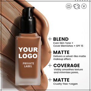 Serum collagen khoáng chất có logo tùy chỉnh, số lượng đặt hàng tối thiểu thấp, kem nền dạng lỏng che phủ hoàn hảo, tạo hiệu ứng bóng mượt, trang điểm dạng lỏng, kem nền thuần chay dành cho phụ nữ da đen - Product Image 2