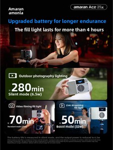 ไฟเติมสำหรับกล้องถ่ายภาพกลางแจ้ง Aimon Amarn Ace 25W ปรับอุณหภูมิสีได้ เหมาะสำหรับถ่ายภาพกลางคืน ภาพบุคคล และใช้งานได้ยาวนาน - Product Image 3