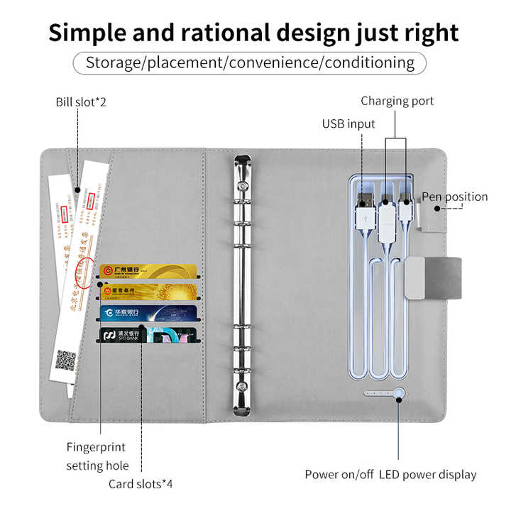 Professional Smart Writing Set with Digital Lock & Notebook & Pen - OEM