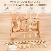 Ensemble d'outils de madérothérapie en bois pour le visage et le corps, masseur anti-cellulite en bois avec support de rangement de luxe, vente en gros