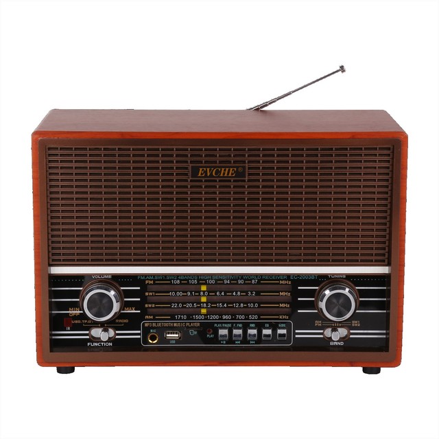 Factory Wholesale Price Home Decoration Retro Portable AM/FM/SW Wireless USB Radio Rechargeable Battery Built-in Speaker LED