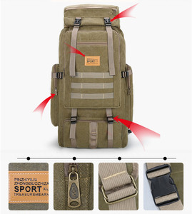 Mochila Deportiva Impermeable Vintage <span class=keywords><strong>de</strong></span> Alta Calidad 2022, para Viajes al Aire Libre, Montañismo, Gran Capacidad, Lona, Camping, 80 <span class=keywords><strong>Litros</strong></span> - Product Image 5