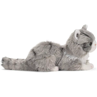 Peluche réaliste brodée en polyester, jouet animal chat couché pour enfants et amis, gris argenté, doux au toucher, compressible, Maine