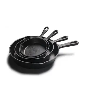 Korean Bbq 14-26 Anti Lengket Penggorengan Grill Pan Baja Karbon Steak Wajan Besi Cor Non Stick Fry Pan