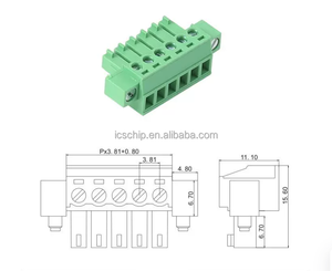 2ESDA-3.81 300V 8A 3.81 มม. ขั้วต่อปลั๊กอินแบบทองเหลือง ตัวผู้ ตัวเมีย พร้อมหน้าแปลน อุตสาหกรรม 15EDGKM-3.81 มม. - Product Image 2