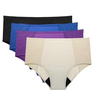 Ropa Interior Femenina de Cintura Alta, <span class=keywords><strong>4</strong></span> Colores, Certificación OEKO, Bambú Sin Químicos, Secado Rápido, <span class=keywords><strong>4</strong></span> Capas, Malla Transparente Lateral Anti-Fugas - Product Image 2