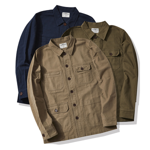 Veste de travail vintage à texture peau de taupe, vêtement de travail, veste de <span class=keywords><strong>charpentier</strong></span> décontractée de couleur unie - Product Image 1