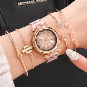 Nouvelle <span class=keywords><strong>montre</strong></span> à quartz pour femme, ensemble de montres <span class=keywords><strong>bracelet</strong></span>, cinq pièces, <span class=keywords><strong>bracelet</strong></span> en alliage, <span class=keywords><strong>montre</strong></span> magnétique - Product Image 3