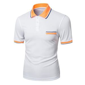 Promocional de alta calidad, precio bajo, manga corta, contraste de Color, cuello con punta, puño, bolsillo en el pecho, hombres, tejido Formal para camisa Polo - Product Image 4