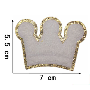 Yeni varış demir altın Glitter kenar renkli kendinden yapışkanlı nakış şönil taç yamalar giysi Diy aksesuarları için - Product Image 3