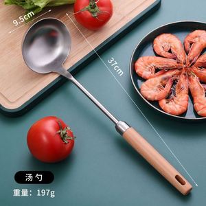 Ensemble d'ustensiles de cuisine en acier inoxydable avec manche en bois, design nouveau, écologique, multi-usages, prix de gros - Product Image 5