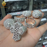 Offre Spéciale – Bagues en Argent Sterling 925 avec Moissanite VVS1, Bagues Moissanite Iced Out pour Hommes, Bagues Moissanite Hip-Hop, Testées au Diamant (GRA)
