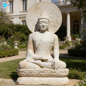 <span class=keywords><strong>Statue</strong></span> di <span class=keywords><strong>Buddha</strong></span> Meditante in Marmo Bianco a Grandezza Naturale, Scultura Religiosa in Pietra Intagliata a Mano per Decorazione di Giardini e Parchi - Product Image 2
