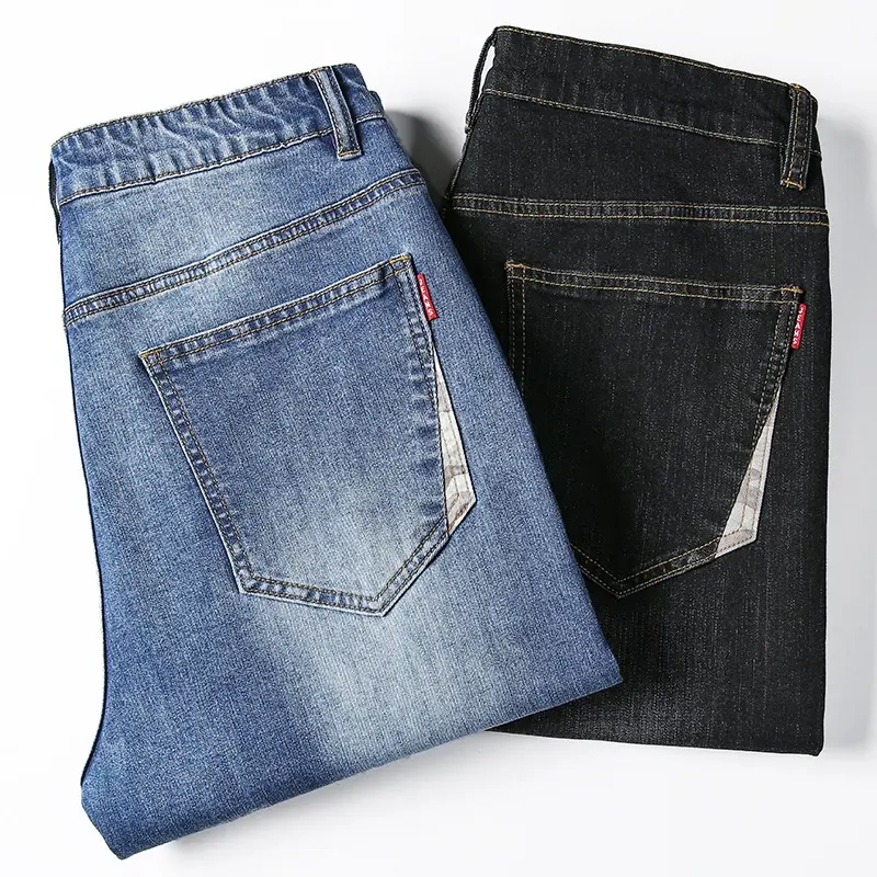 Fabbrica fashion design pantaloni casual surplus stock lotto uomo jean denim materiale jeans blu per uomo