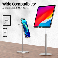 Support de tablette télescopique réglable en métal pour iPad avec support pour casque