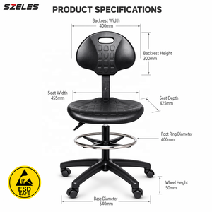 <span class=keywords><strong>Silla</strong></span> de Laboratorio ESD Conductiva con Respaldo y Reposapiés, Giratoria, Ergonómica, Antiestática, de Altura Ajustable, para Cuarto Limpio Industrial, con Espuma de PU - Product Image 4