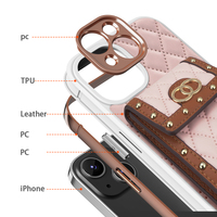 Casing HP Kulit PU Mewah Desain Unik 2023 untuk iPhone 13 14 Pro Max 14 Plus dengan Slot Kartu Kredit