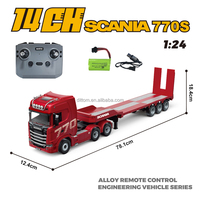 Huina 1302A Modèle de camion tracteur porte-remorque en alliage 770S V8 1/24 14CH 2.4G RC, camion de transport d'ingénierie à plateau plat