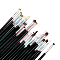 Ensemble de 20 pinceaux de maquillage personnalisés avec manche en bois pour fard à paupières, eye-liner, anticernes, masque, crayon à sourcils, 5 pinceaux à cils personnalisés