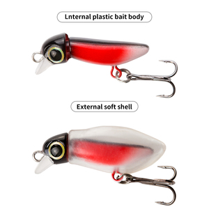 Leurre flottant 38mm/2.5g en forme de sauteurs/graines de locustes, avec plaque de langue, type crayon, coque souple, imitation larve/insecte pour la pêche au bar - Product Image 4