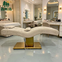 Nouvelle Arrivée Mobilier de Salon de Luxe : Lit de Cils Électrique Incurvé avec LED, 1 Moteur, Lit de Massage Esthétique Électrique, Lit de Spa Facial