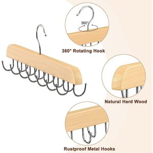 Porte-ceintures en bois avec plusieurs crochets pour le rangement et l'organisation dans la garde-robe ou le placard - Product Image 3