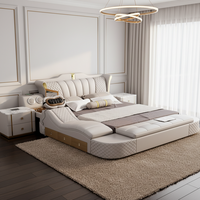 Lits en tissu tatami multifonctionnels de style européen moderne populaires pour les hôtels de luxe, lit king size