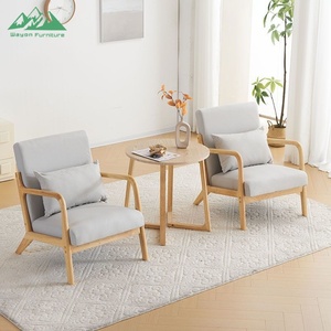 <span class=keywords><strong>Fauteuil</strong></span> à bras en bois massif de chêne Wayon, tissu en lin vert <span class=keywords><strong>sauge</strong></span>, canapé simple pour la maison ou le bureau - Product Image 4