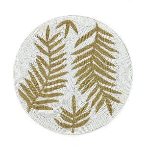 Posavasos Redondo Textil con Diseño Moderno en Relieve de Hojas Doradas, Duradero para Uso Promocional - Product Image 1