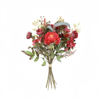 Bunga Buket Mawar Buatan + Peony dari Kain Sutra untuk Dekorasi Kamar, Rumah, Pernikahan, dan Pesta
