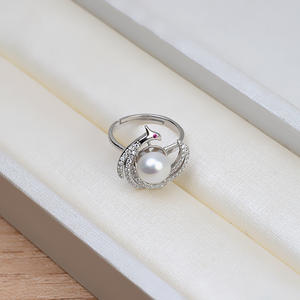 Wenchi Boucles d'oreilles en argent S925 personnalisées, anneaux ouverts, clous d'oreilles Phénix pour femme, supports vides pour perles, bijoux DIY - Product Image 2