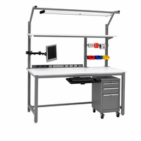 Kit de poste de travail ESD entièrement en acier, 200 kg, avec colonne de prise, pour salle blanche ESD, en gros, en acier de qualité supérieure