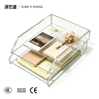 Porte-brochures empilable en acrylique transparent moderne A4 ou A5, support de présentation de documents de bureau à 2 niveaux pour l'organisation du bureau